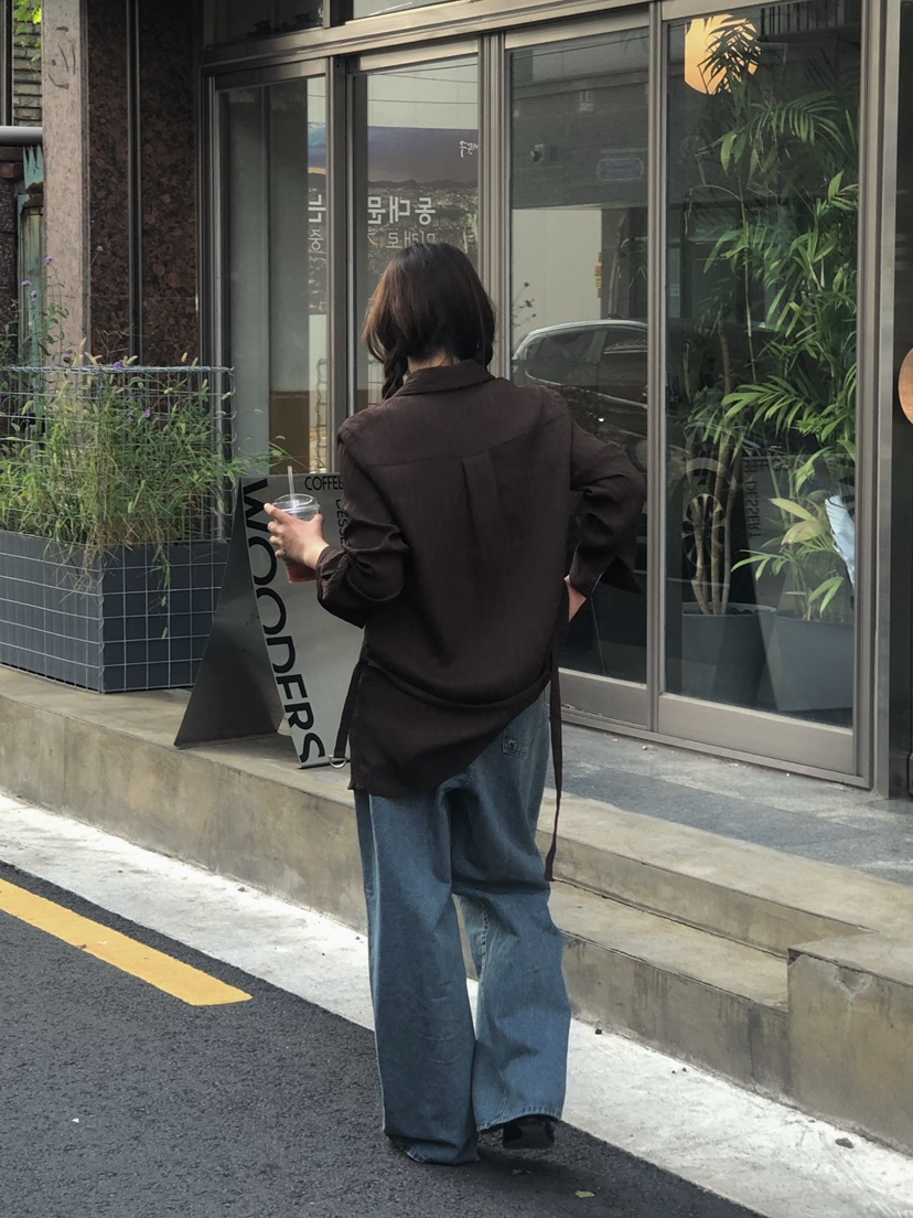 ONDO-P東大門㊣直郵女裝新款休閑人氣熱賣襯衫蕾絲衫含腰帶ONDO-P襯衫/蕾絲衫