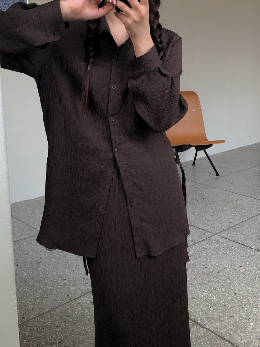 ONDO-P東大門㊣直郵女裝新款休閑人氣熱賣襯衫蕾絲衫含腰帶ONDO-P襯衫/蕾絲衫