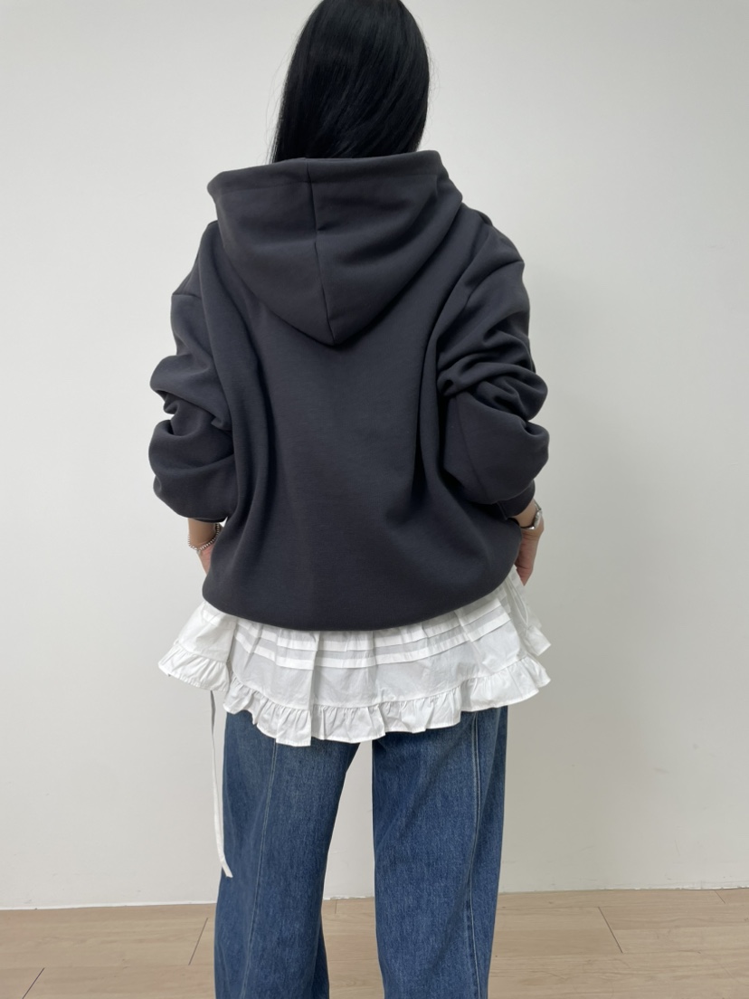 MILLIMETER韓國代購㊣女士新品熱賣休閑職業夾克荷葉邊兜帽MILLIMETER/MGML夾克