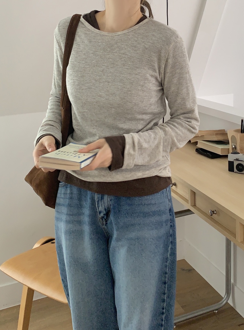 FORMSTUDIO東大門㊣代購女士新款真品長袖T恤華夫格羊毛圓領FORMSTUDIO長袖T恤