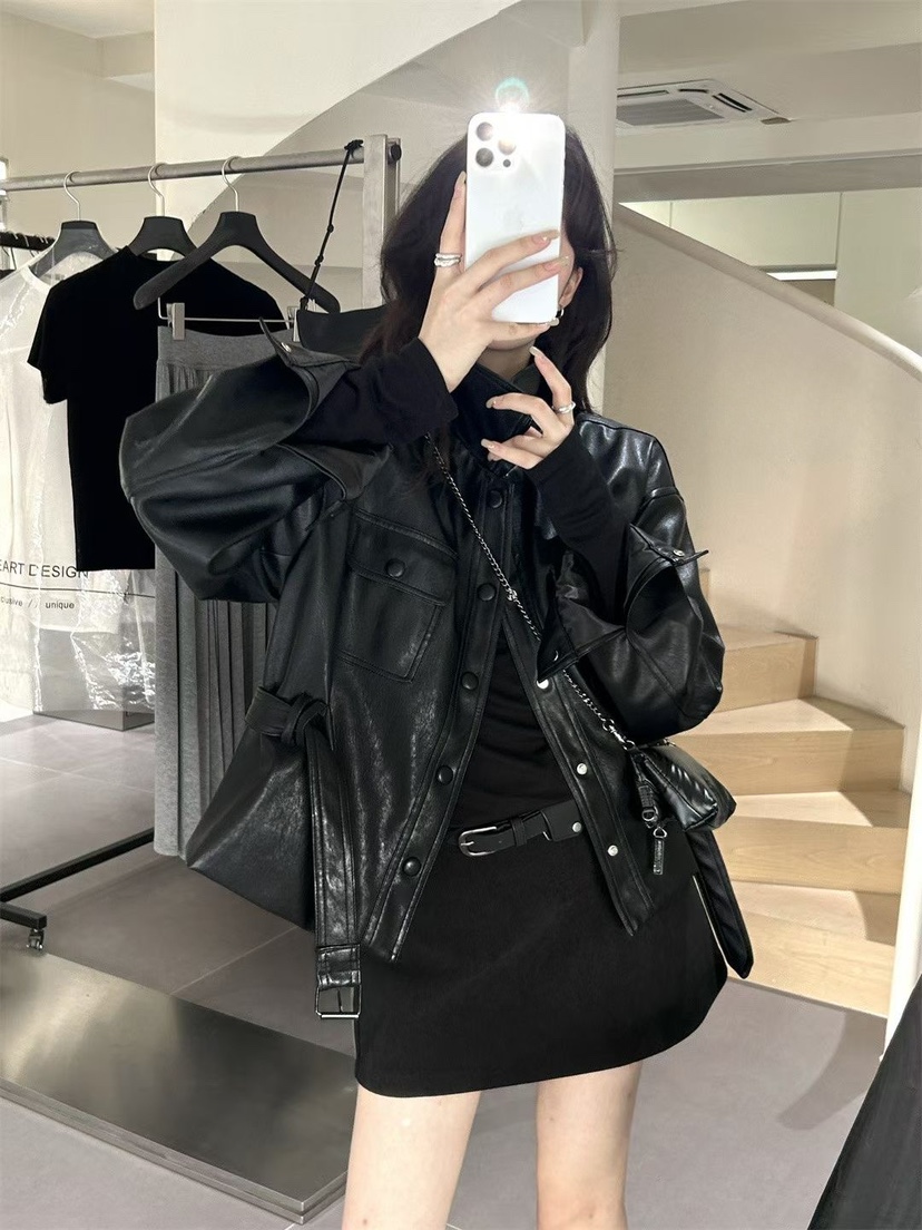 OLA東大門㊣直郵女裝新品熱賣職業真品人氣25秋冬夾克含腰帶皮革mellor/OLA夾克