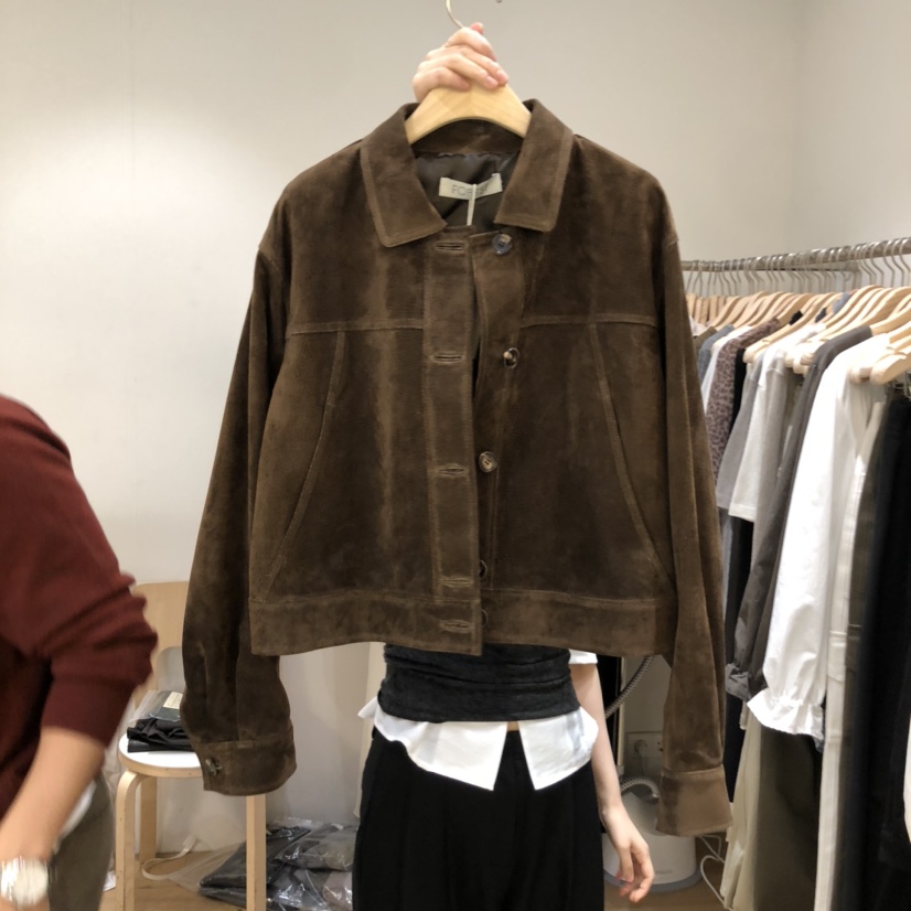 FOREST東大門㊣代購女士新品25秋冬真品時尚職業夾克絨面革FOREST夾克