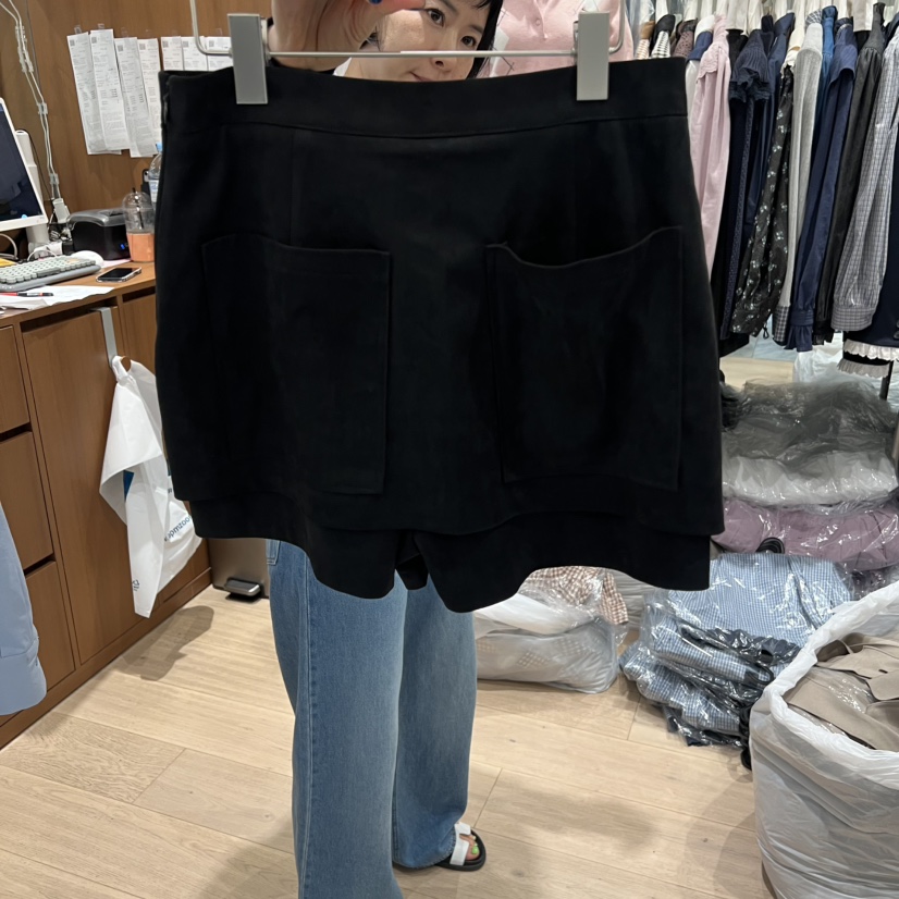 OGI東大門㊣實拍女裝新品職業推薦25秋冬休閑裙褲絨面革雙層FLat OGI裙褲
