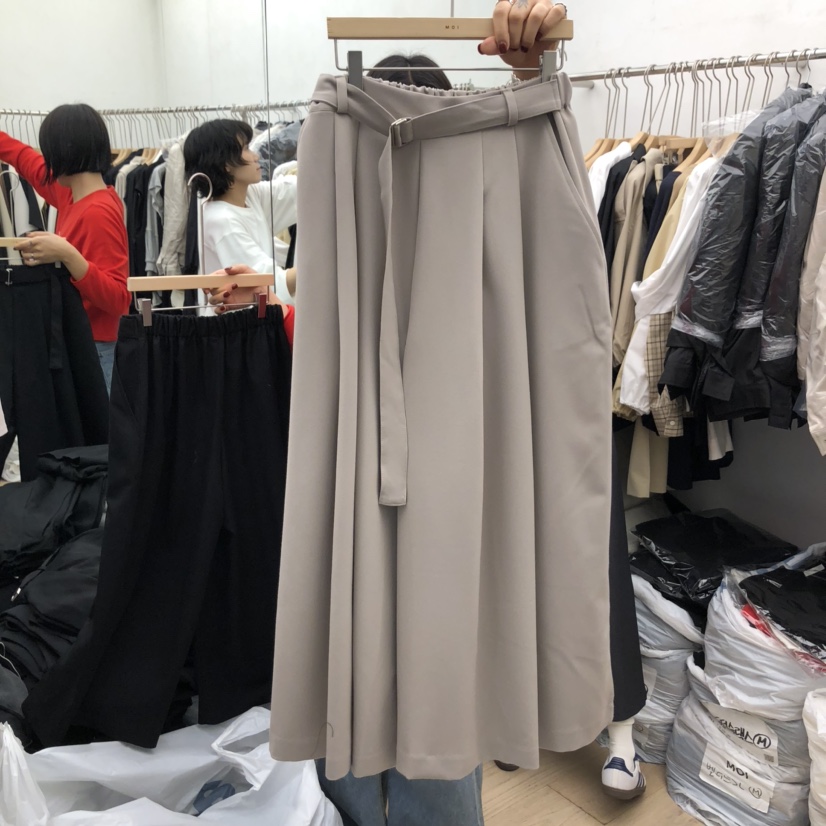 MOI-A韓國代購㊣女裝新品推薦熱賣時尚半身裙中短裙喇叭腰帶MOI-A半身裙/中短裙