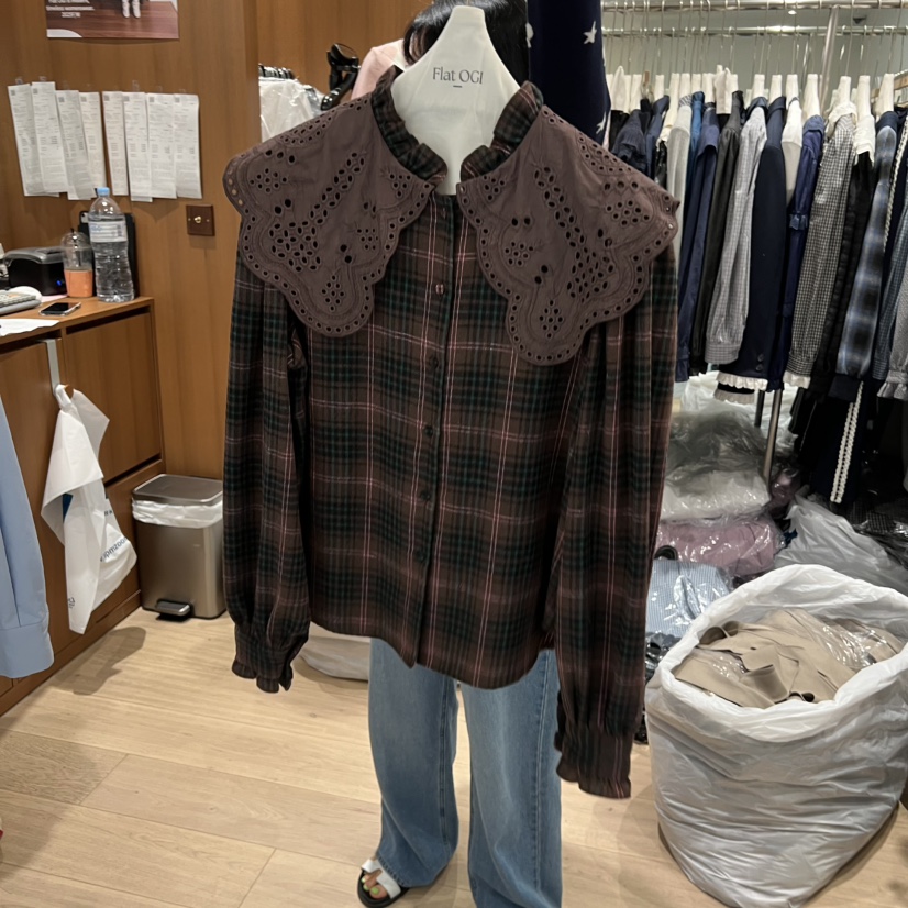 OGI韓國代購㊣女士新品推薦職業真品人氣25秋冬熱賣襯衫蕾絲衫FLat OGI襯衫/蕾絲衫