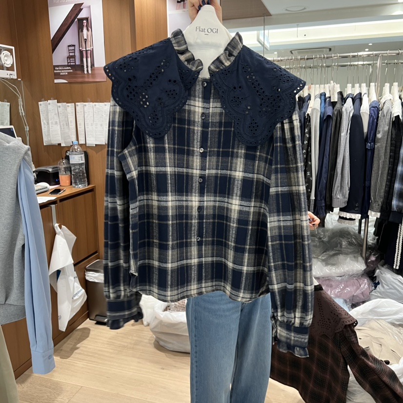 OGI韓國代購㊣女士新品推薦職業真品人氣25秋冬熱賣襯衫蕾絲衫FLat OGI襯衫/蕾絲衫圖色2