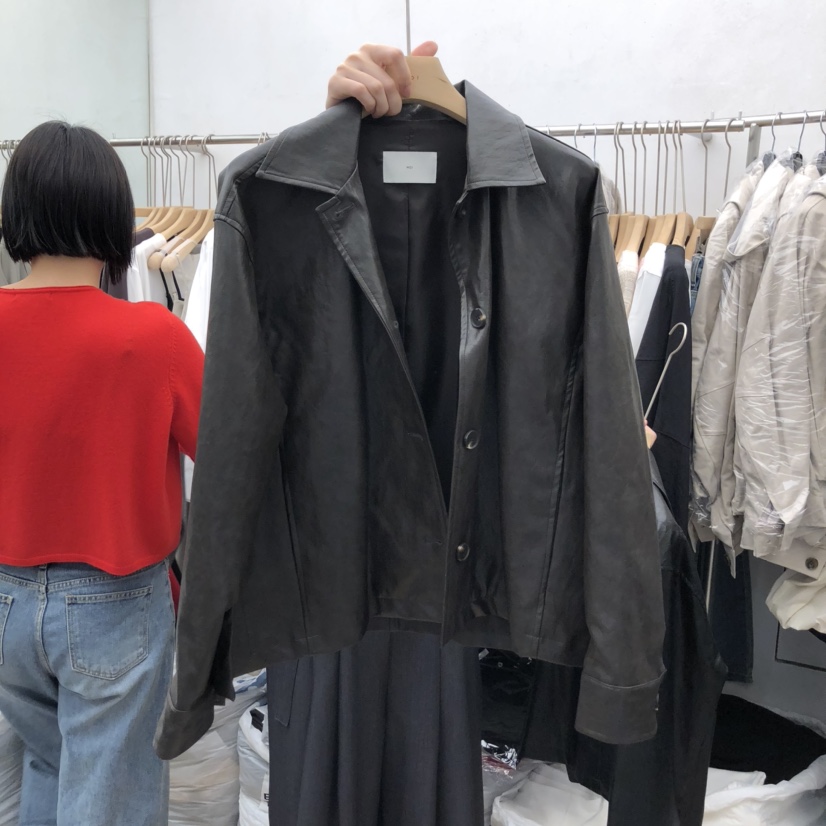 MOI-A東大門㊣實拍女士新品25秋冬推薦熱賣真品時尚夾克皮革MOI-A夾克