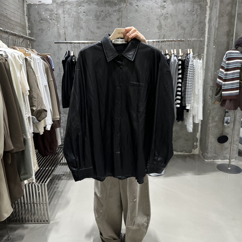JUNI韓國代購㊣女士新品時尚人氣推薦熱賣25秋冬襯衫蕾絲衫皮革my juni襯衫/蕾絲衫