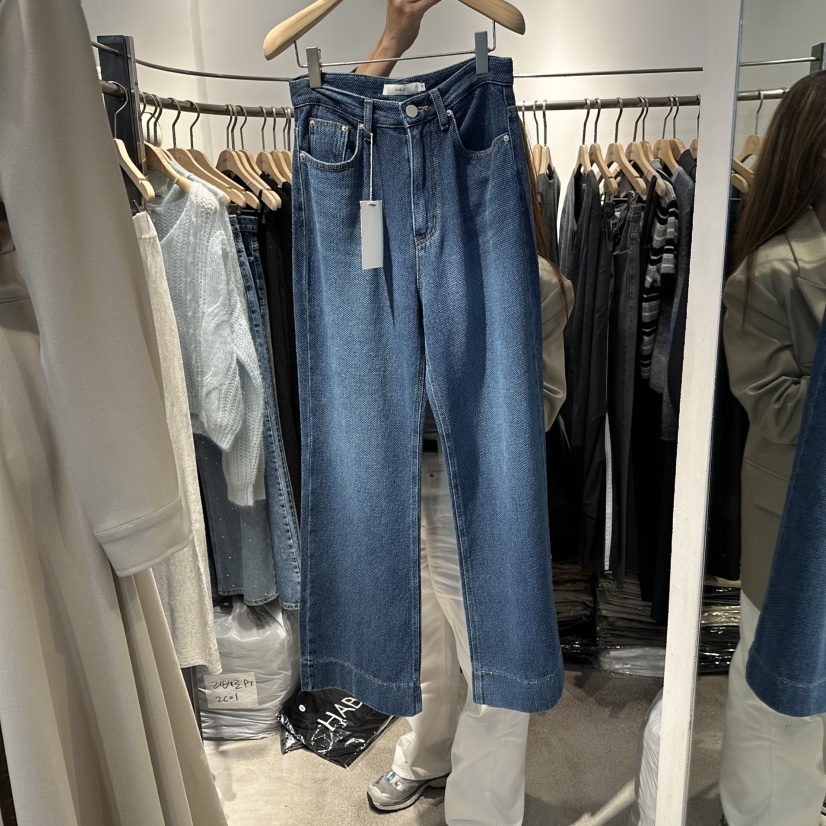 HABLE韓國代購㊣女裝新款時尚真品休閑熱賣人氣牛仔褲華夫格HABLE牛仔褲