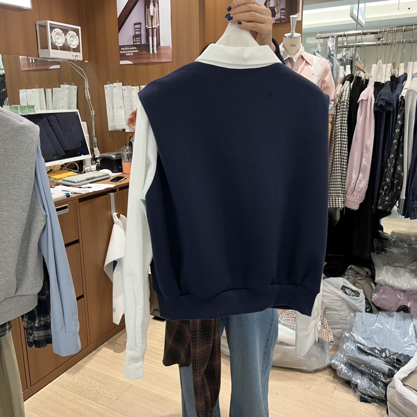 OGI韓國直郵㊣女士新款熱賣25秋冬真品推薦休閑職業衛衣假兩件FLat OGI衛衣