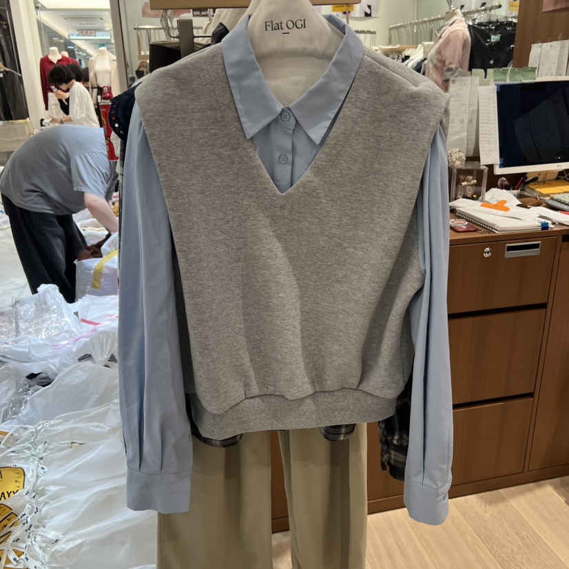 OGI韓國直郵㊣女士新款熱賣25秋冬真品推薦休閑職業衛衣假兩件FLat OGI衛衣