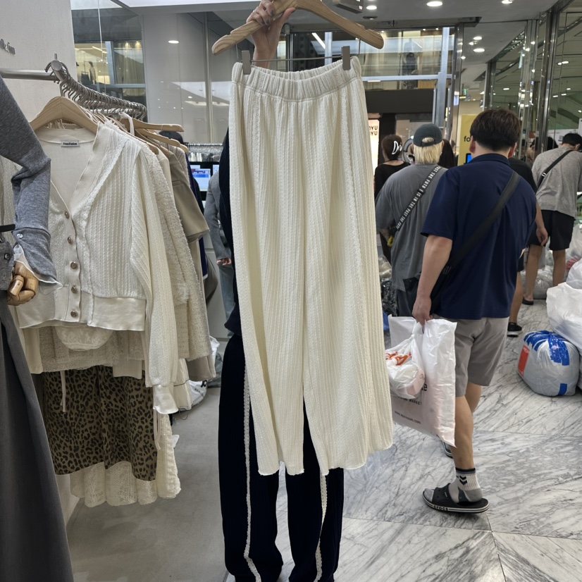 FOUNDATION韓國代購㊣女士新品職業休閑真品25秋冬休閑褲蕾絲FOUNDATION休閑褲