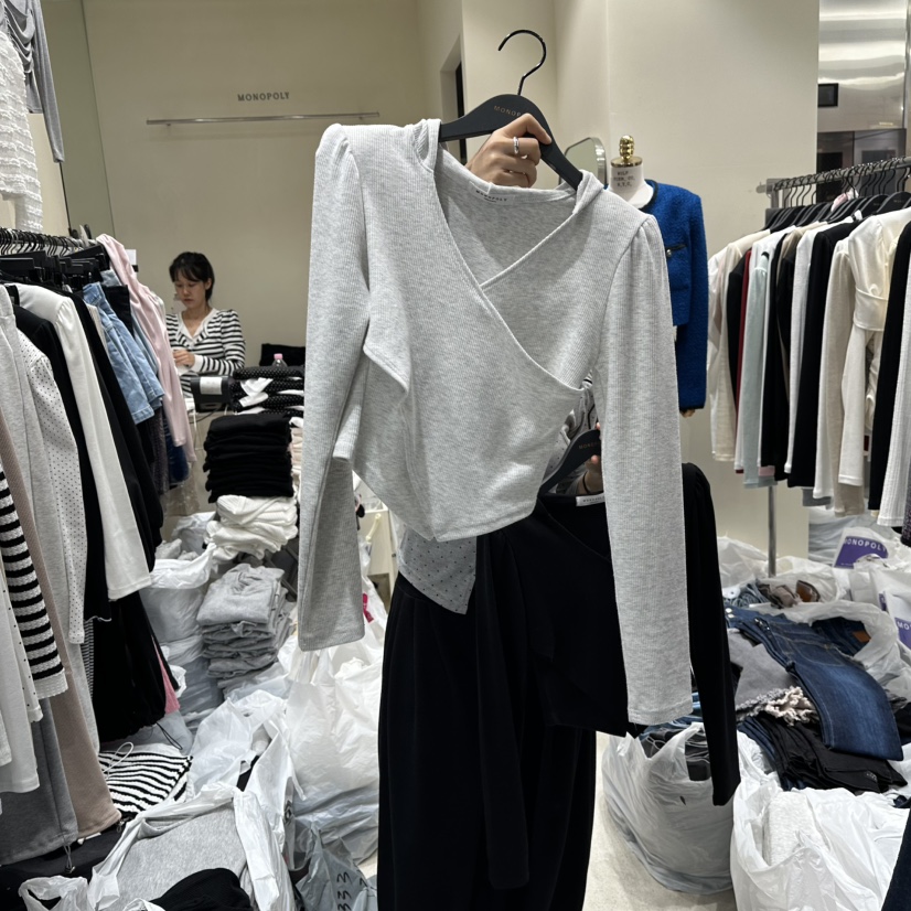 MONOPOLY東大門㊣實拍女士新款25秋冬推薦真品休閑長袖T恤連帽MONO_POLY長袖T恤