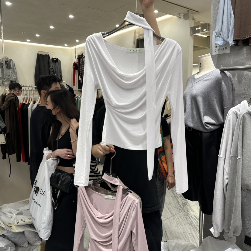 COME OPEN東大門㊣代購女士新款職業人氣休閑長袖T恤含脖帶COMP-(COME OPEN)長袖T恤