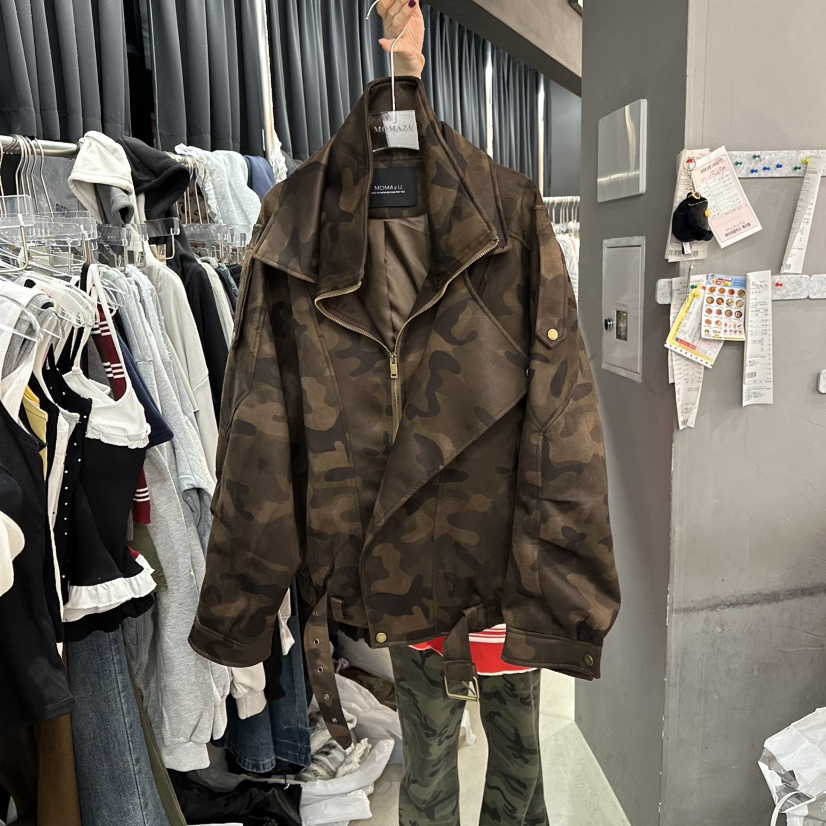 MOMAZU韓國代購㊣女士新品人氣25秋冬職業推薦熱賣夾克迷彩MOMAZU夾克