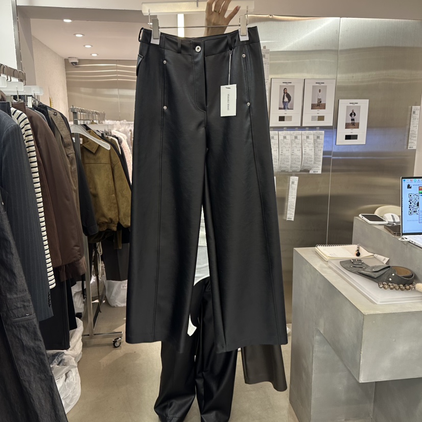 WEARABLE-L東大門㊣代購女士新款25秋冬推薦休閑休閑褲皮褲WEARABLE休閑褲圖色2