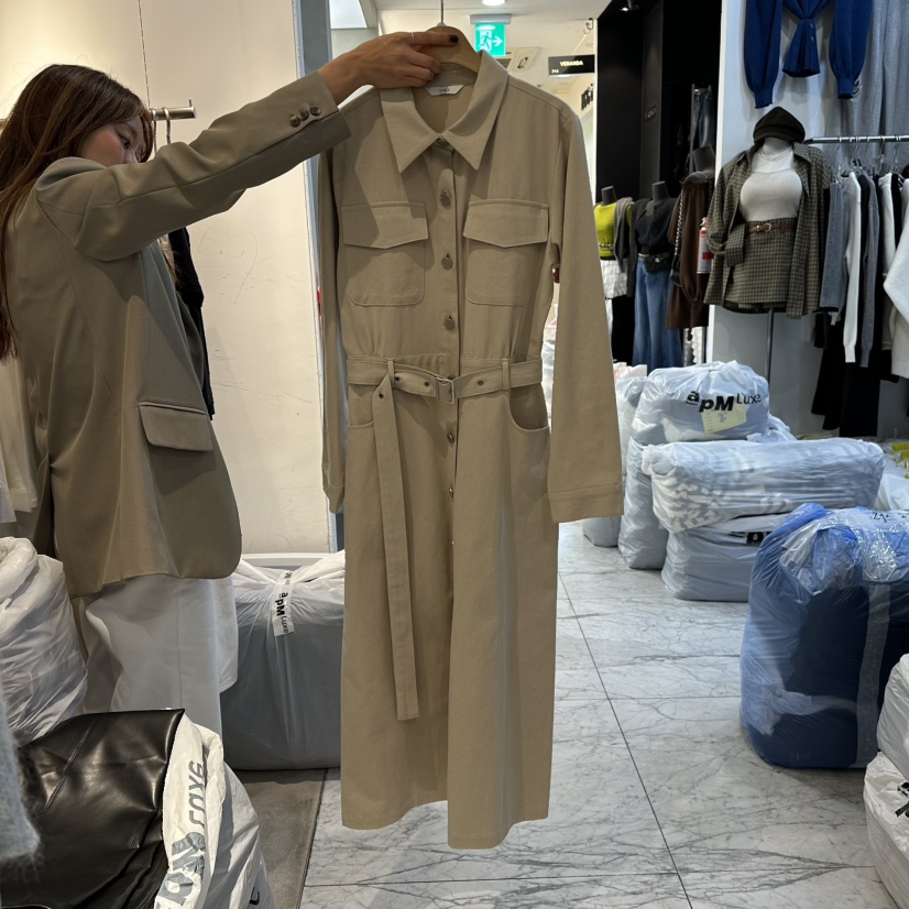 HABLE東大門㊣直郵女裝新品熱賣時尚推薦休閑長款風衣含腰帶HABLE長款風衣