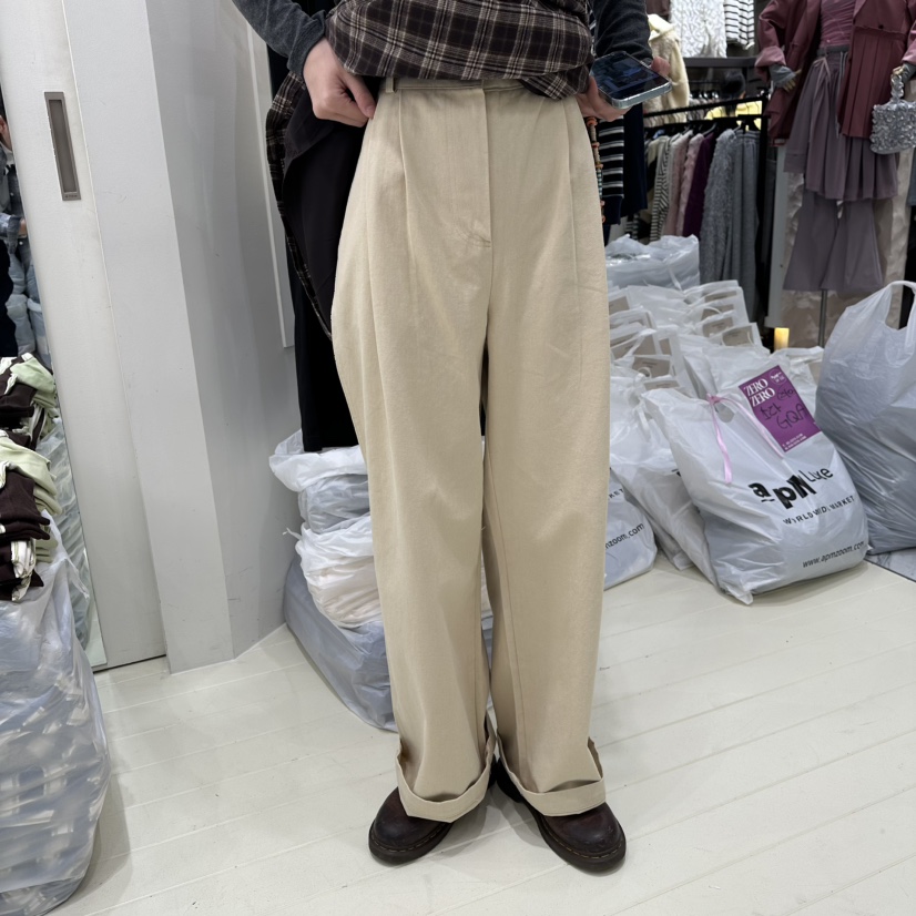 OURMOMENT韓國代購㊣女裝新品熱賣真品人氣休閑休閑褲斜紋布OURMOMENT休閑褲