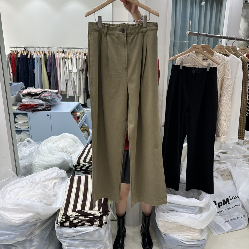 OURMOMENT韓國代購㊣女裝新品熱賣真品人氣休閑休閑褲斜紋布OURMOMENT休閑褲圖色2