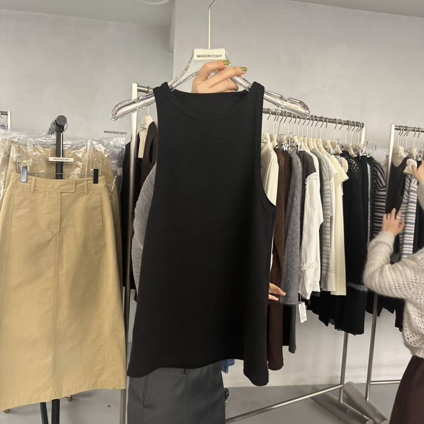 DOUBLE STANDARD/LE SMOKING/MAISONSTAFF韓國直郵㊣女士新款休閑吊帶背心MAISONSTAFF吊帶/背心圖色2黑色