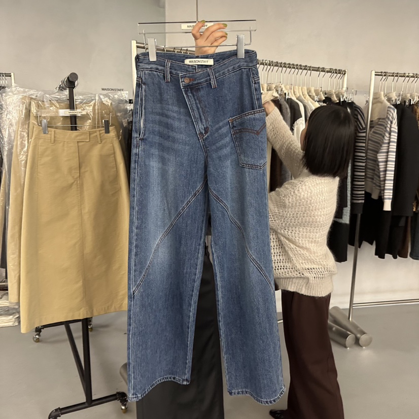 DOUBLE STANDARD/LE SMOKING/MAISONSTAFF東大門㊣實拍女裝新品職業牛仔褲MAISONSTAFF牛仔褲