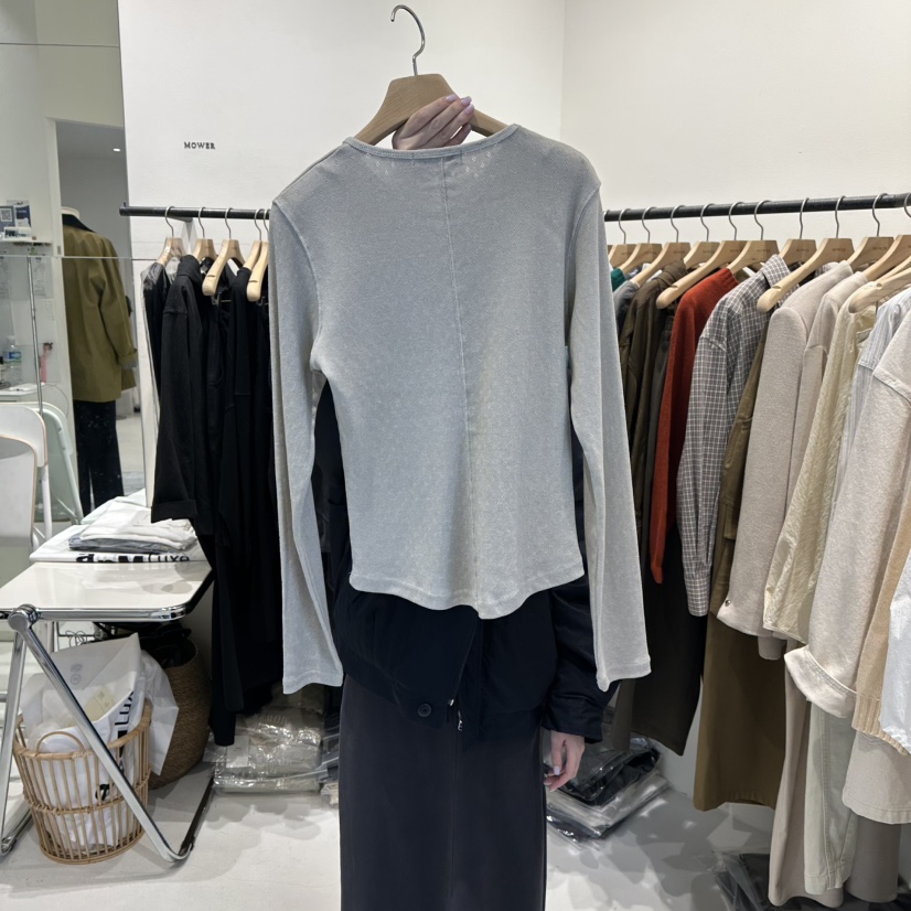 MOWER韓國代購㊣女士新品真品25秋冬人氣熱賣休閑職業長袖T恤MOWER長袖T恤