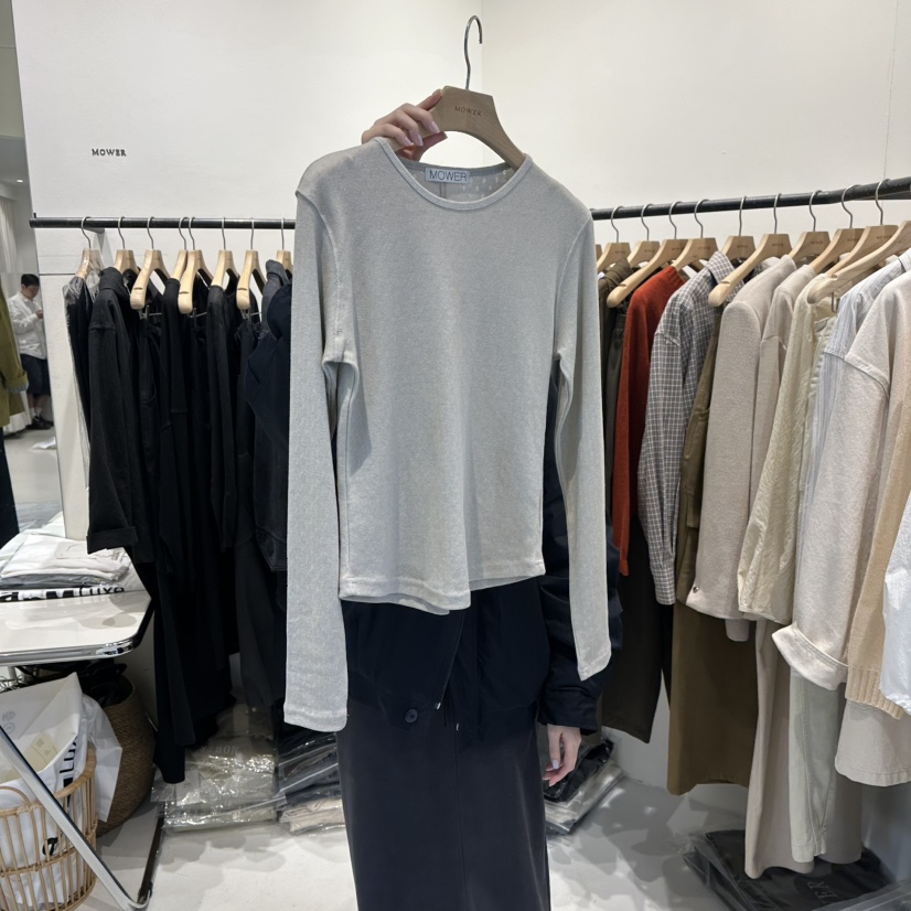 MOWER韓國代購㊣女士新品真品25秋冬人氣熱賣休閑職業長袖T恤MOWER長袖T恤