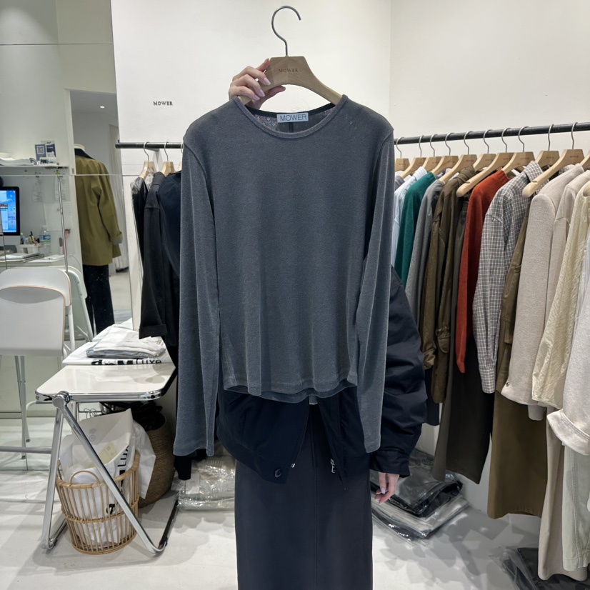MOWER韓國代購㊣女士新品真品25秋冬人氣熱賣休閑職業長袖T恤MOWER長袖T恤圖色2