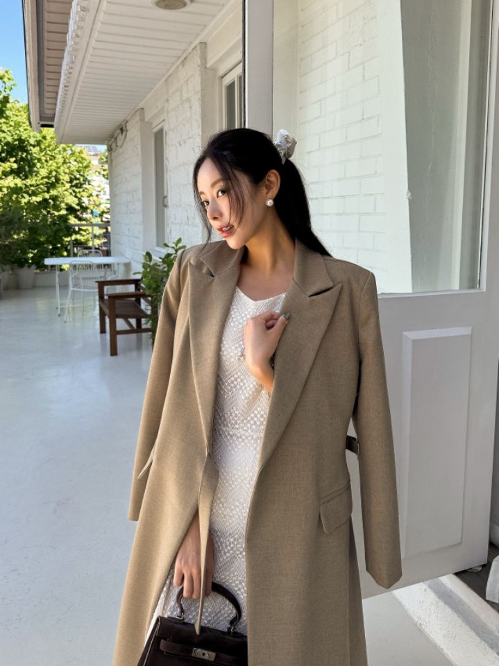 CATS東大門㊣實拍女裝新款25秋冬時尚推薦真品休閑中長款大衣CAT.S中長款大衣