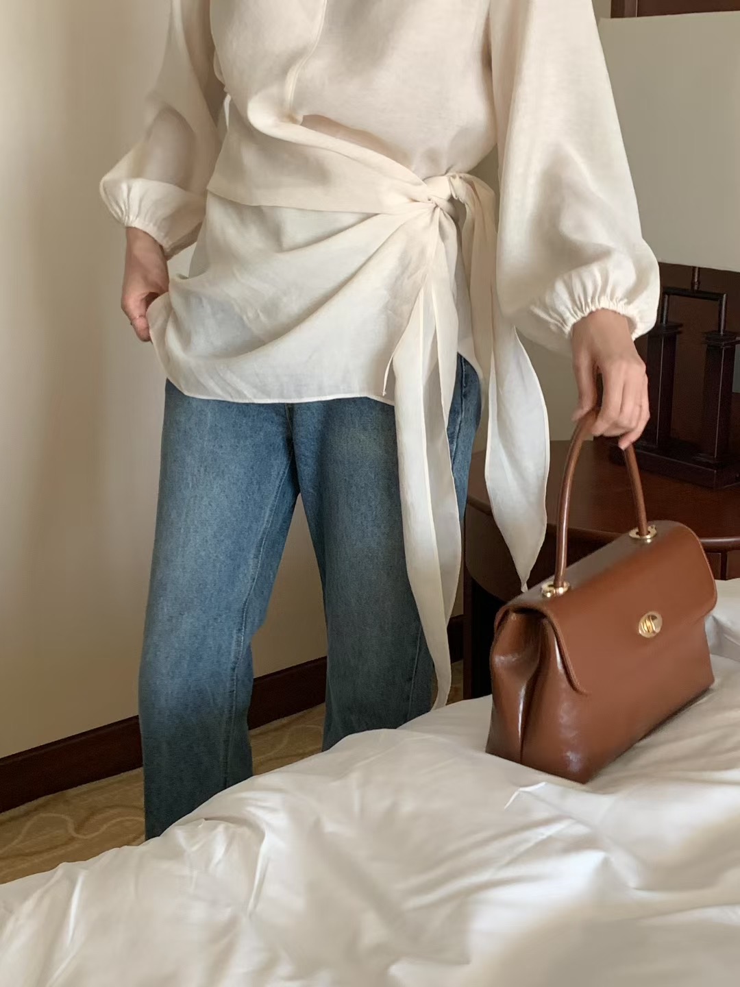 RENOUVEAU東大門㊣直郵女裝新款25秋冬人氣時尚真品襯衫蕾絲衫RENOUVEAU襯衫/蕾絲衫