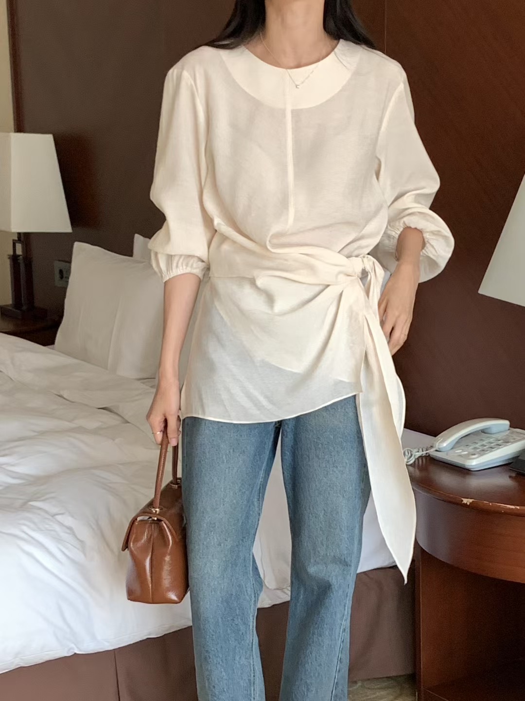 RENOUVEAU東大門㊣直郵女裝新款25秋冬人氣時尚真品襯衫蕾絲衫RENOUVEAU襯衫/蕾絲衫