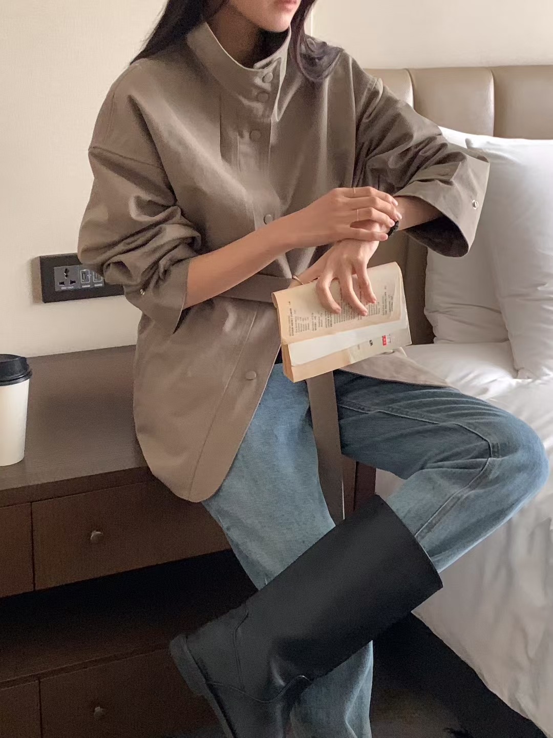 RENOUVEAU韓國直郵㊣女士新款時尚推薦人氣職業熱賣夾克含腰帶RENOUVEAU夾克