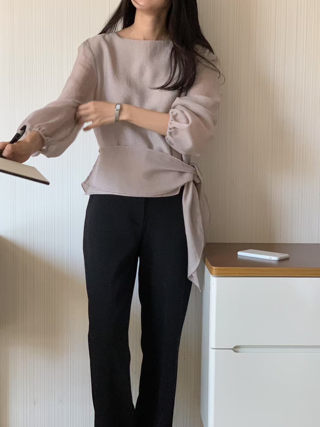 RENOUVEAU東大門㊣實拍女裝新品時尚熱賣職業25秋冬襯衫蕾絲衫RENOUVEAU襯衫/蕾絲衫