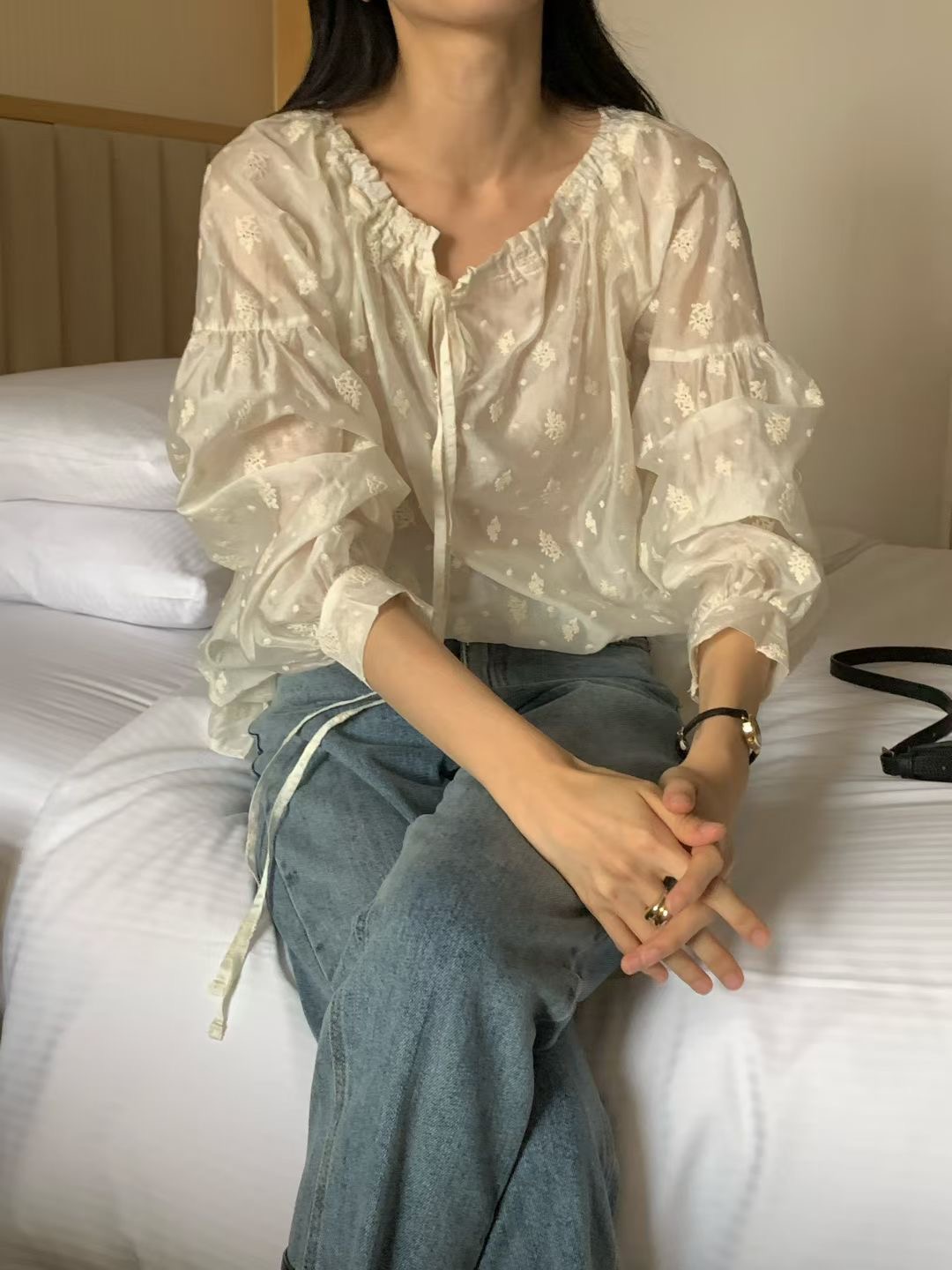 RENOUVEAU韓國直郵㊣女裝新款熱賣25秋冬休閑職業襯衫蕾絲衫RENOUVEAU襯衫/蕾絲衫