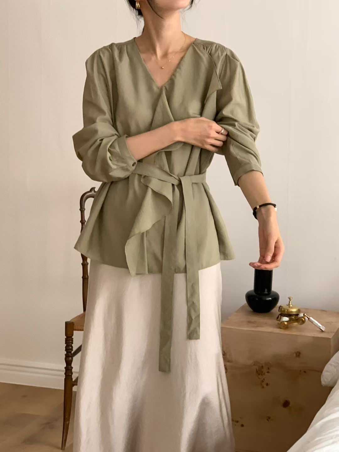 RENOUVEAU東大門㊣代購女裝新品時尚休閑真品人氣襯衫蕾絲衫RENOUVEAU襯衫/蕾絲衫
