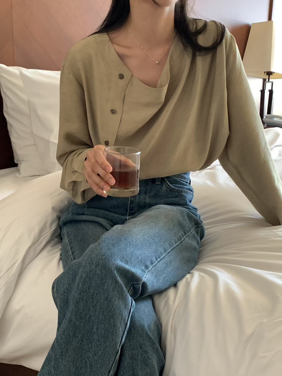 RENOUVEAU東大門㊣實拍女裝新款熱賣25秋冬時尚推薦襯衫蕾絲衫RENOUVEAU襯衫/蕾絲衫