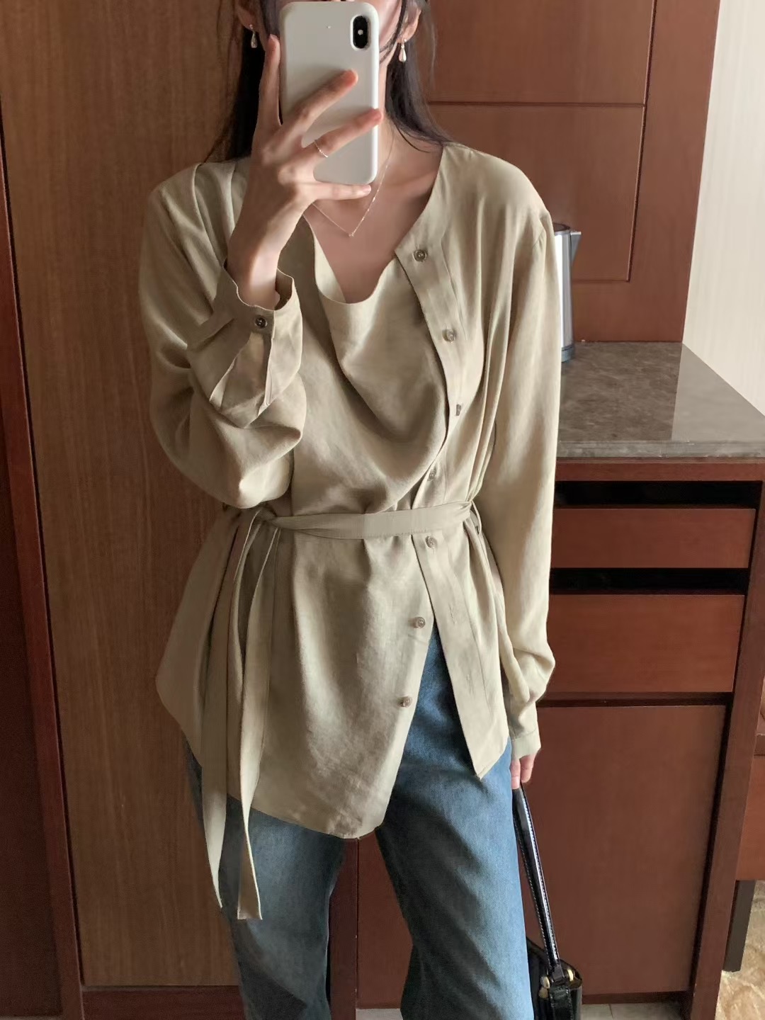 RENOUVEAU東大門㊣實拍女裝新款熱賣25秋冬時尚推薦襯衫蕾絲衫RENOUVEAU襯衫/蕾絲衫