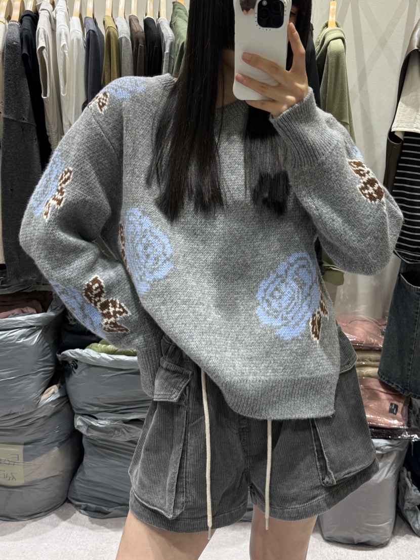 SHIRRING韓國直郵㊣女士新品熱賣時尚職業25秋冬推薦針織衫SHIRRING針織衫