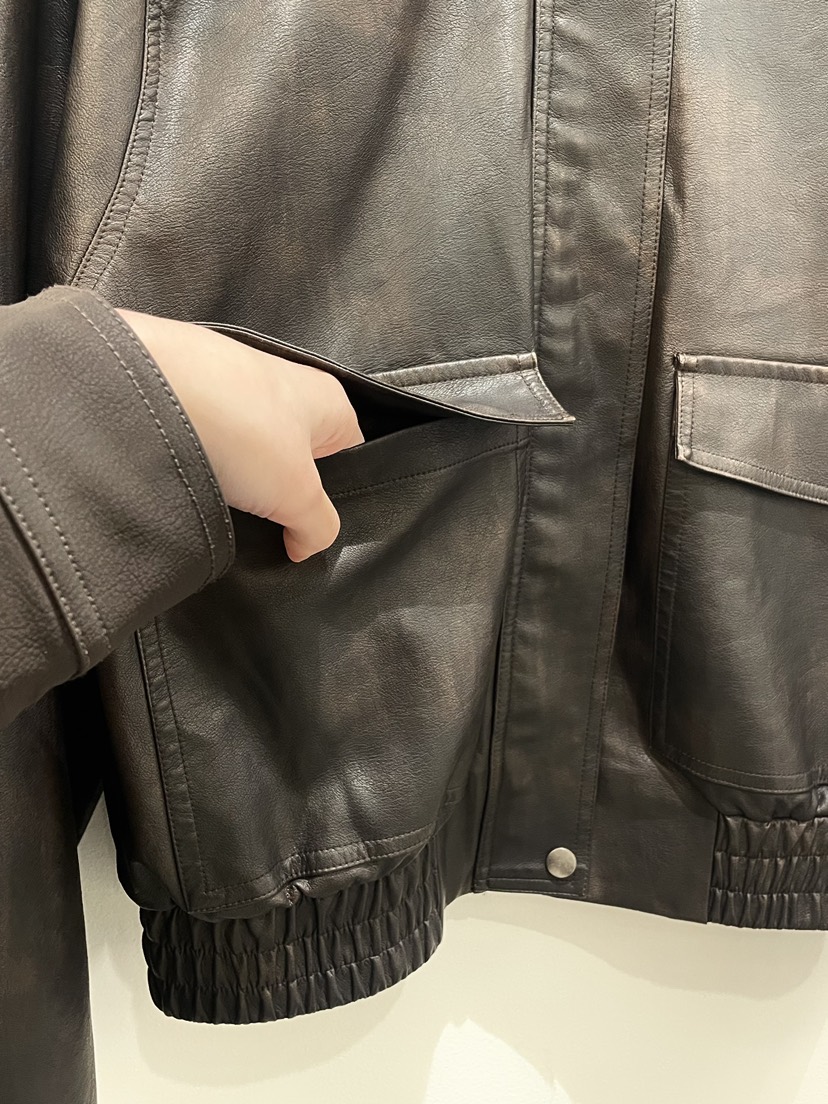 OBSESS韓國代購㊣女士新品25秋冬時尚推薦真品夾克水洗皮革OBSESS/EARLY BIRD夾克