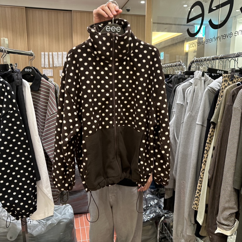E/E/E韓國代購㊣女士新品25秋冬熱賣推薦人氣夾克羊毛拉鏈E/E/E夾克圖色1