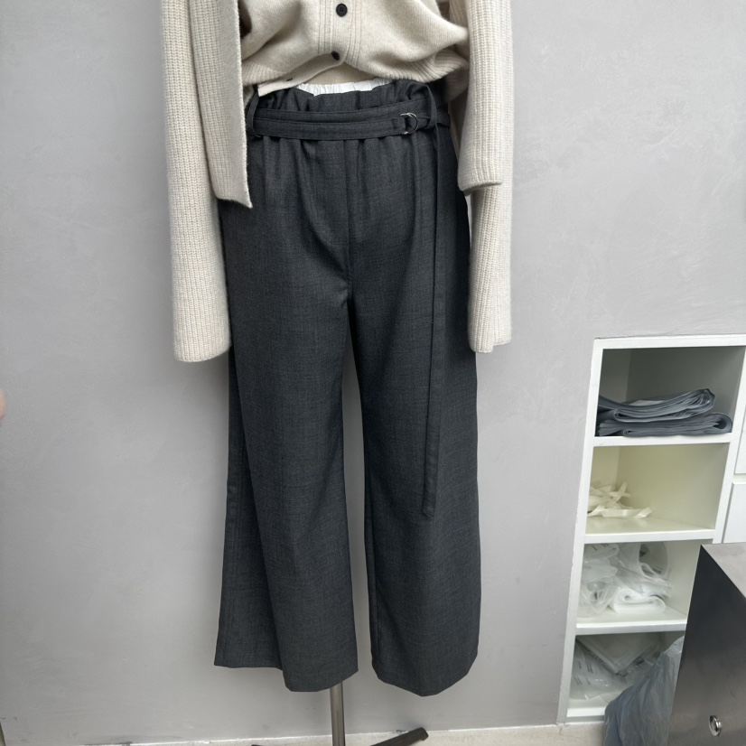 EFFERVESCENT東大門㊣直郵女士新品25秋冬休閑褲含腰帶羊毛evc/effervescent休閑褲圖色1墨色實際價格87000