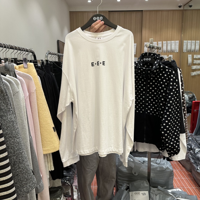 E/E/E東大門㊣實拍女裝新款熱賣休閑推薦職業時尚長袖T恤E/E/E長袖T恤圖色1