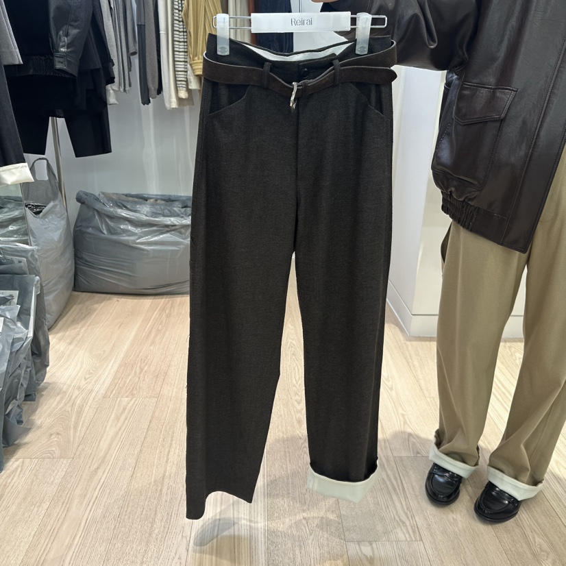 REIRAI韓國直郵㊣女裝新款休閑熱賣人氣時尚休閑褲不含腰帶Reirai休閑褲圖色3深棕色