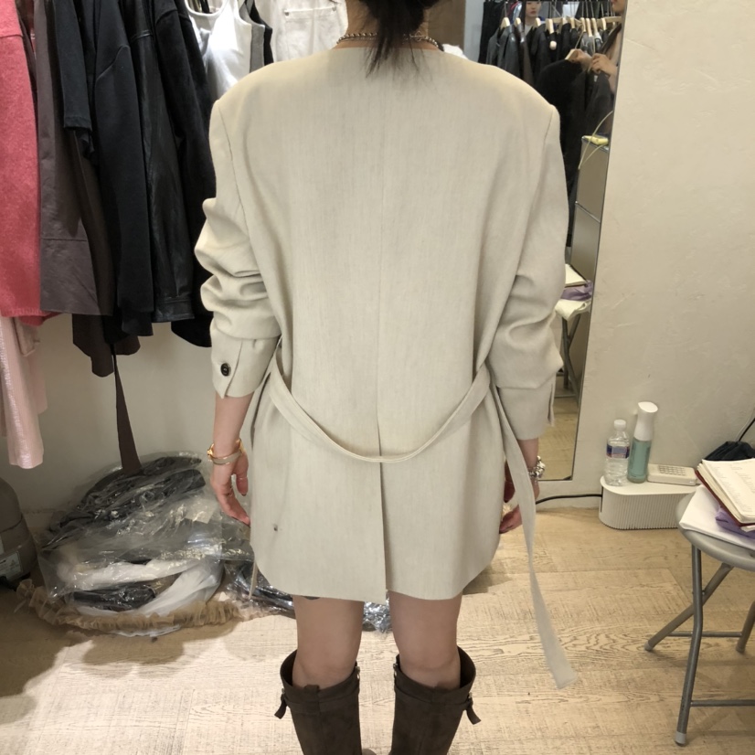 W AND J東大門㊣代購女裝新款時尚25秋冬人氣真品夾克含腰帶W AND J夾克
