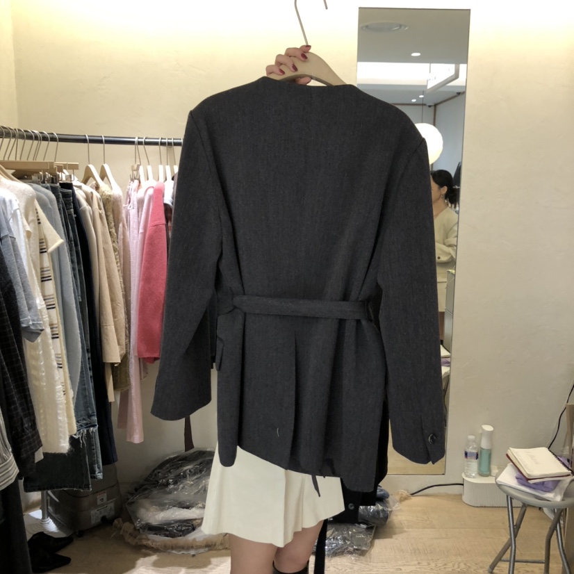 W AND J東大門㊣代購女裝新款時尚25秋冬人氣真品夾克含腰帶W AND J夾克