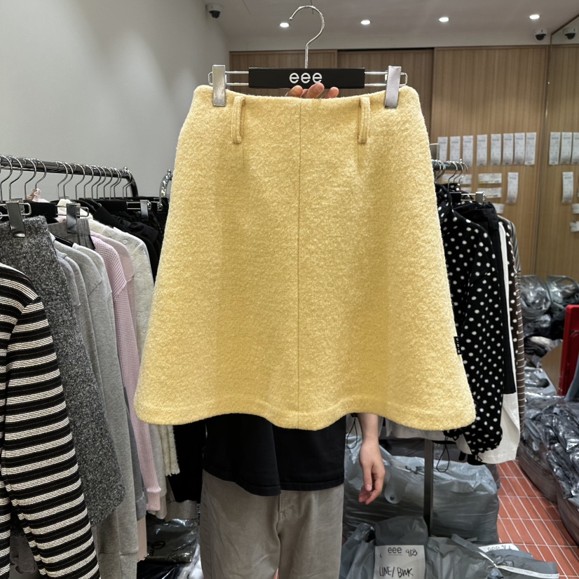 E/E/E韓國代購㊣女裝新品25秋冬休閑真品時尚人氣短裙羊毛E/E/E短裙圖色2