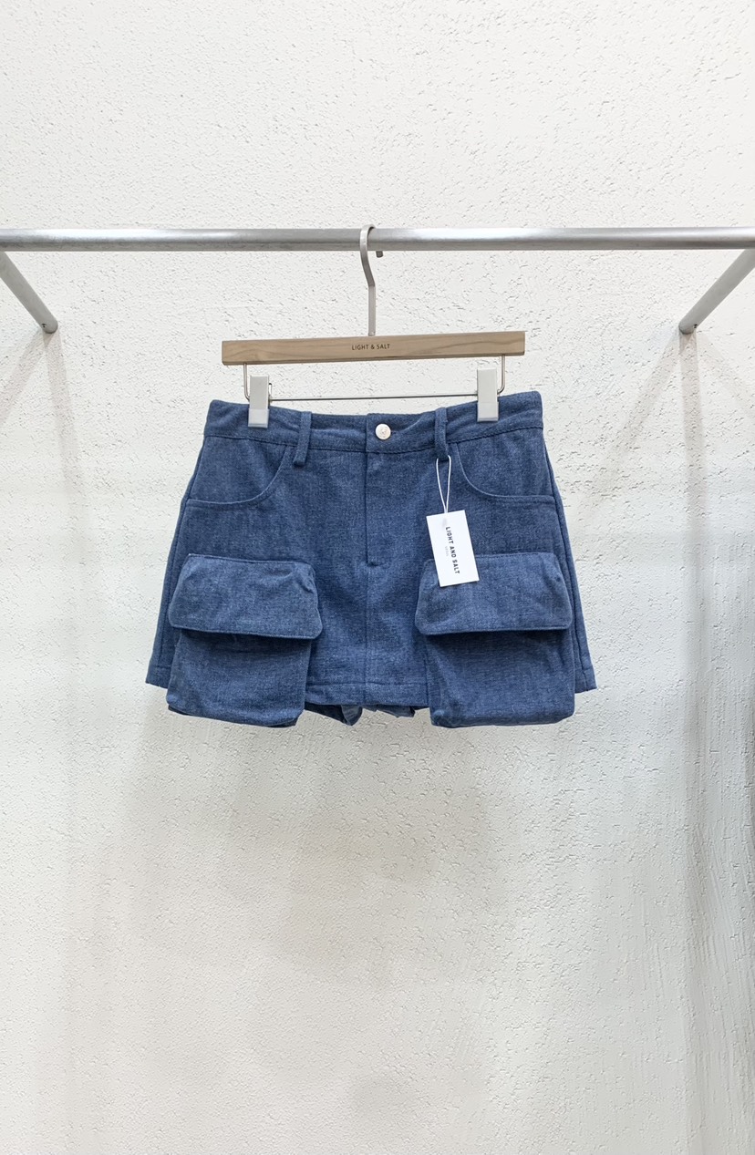 LIGHT AND SALT東大門㊣實拍女士新品熱賣推薦裙褲口袋工裝LIGHT AND SALT裙褲圖色1