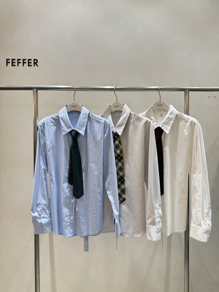 FEFFER東大門㊣直郵女裝新品真品職業25秋冬襯衫蕾絲衫含領帶FEFFER襯衫/蕾絲衫
