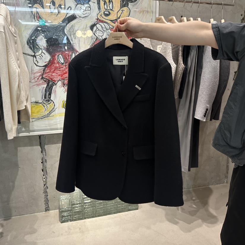 LAMAGIEPIE韓國代購㊣女士新款25秋冬休閑職業熱賣時尚夾克LAMAGIE GREY夾克圖色3