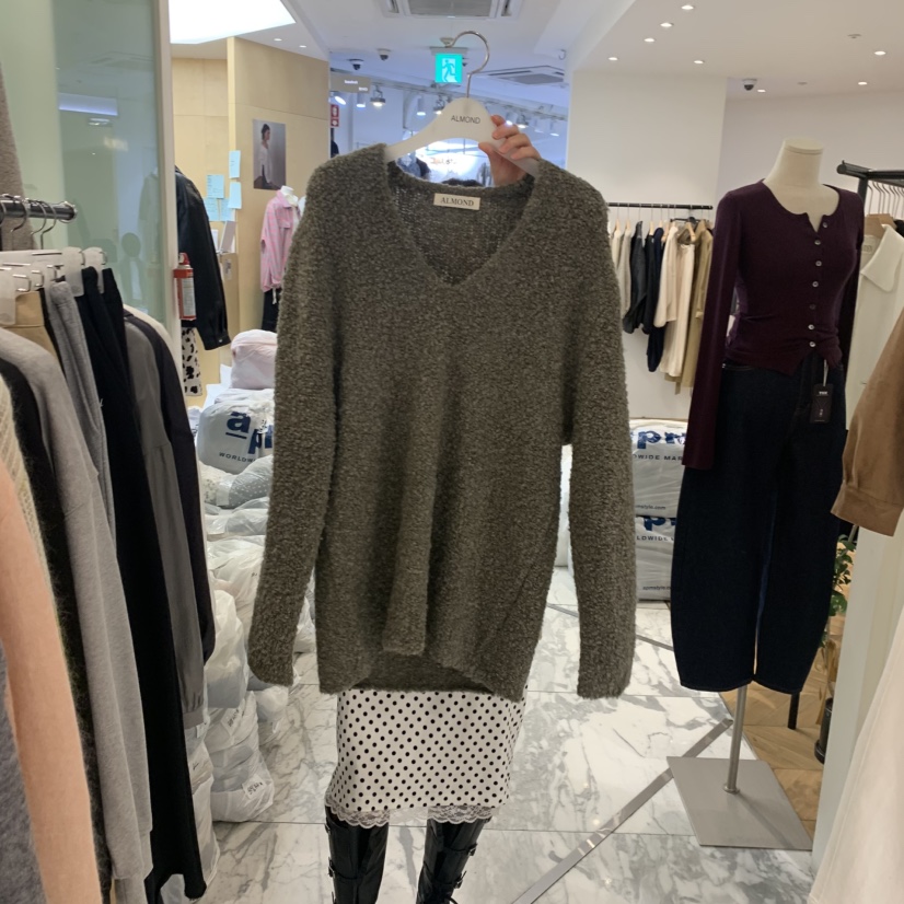 ALMOND東大門㊣代購女裝新品真品時尚休閑針織衫不含內搭復古ALMOND針織衫圖色3